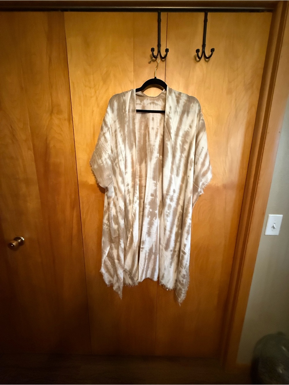 Raj Beige Ivory Tie-Dye Open Kimono